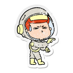 Obraz premium distressed sticker of a cartoon stressed astronaut