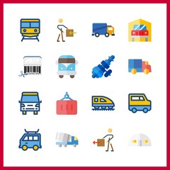 16 logistic icon. Vector illustration logistic set. storehouse and barcode icons for logistic works