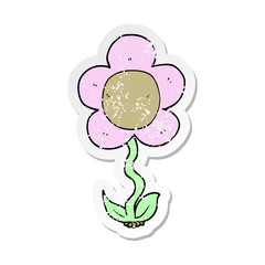 distressed sticker of a cartoon flower