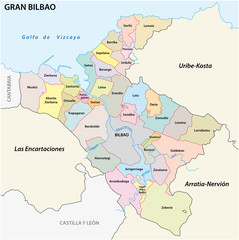 Obraz premium Bilbao metropolitan area administrative and political vector map