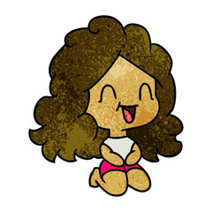 textured cartoon cute kawaii happy girl