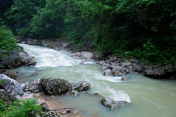 landscape of a mountain river