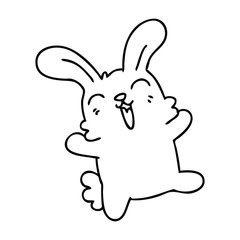 quirky line drawing cartoon rabbit