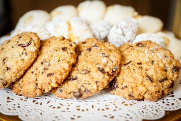 Various biscuits on a plate   in a bakery
