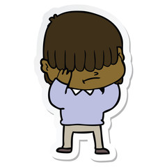 sticker of a cartoon boy with untidy hair