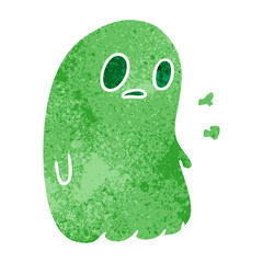 retro cartoon of a kawaii cute ghost