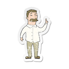 retro distressed sticker of a cartoon man with mustache