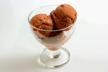 Copa de bolas de helado de chocolate