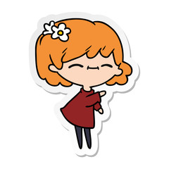 sticker cartoon of cute kawaii girl