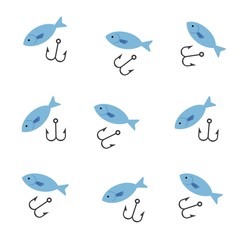 魚と釣り針の模様