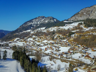 Vue aérienne sur le village de la Chapelle d'abondance
