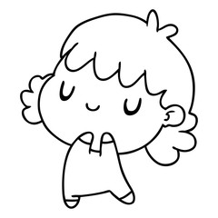 line drawing of a cute kawaii girl