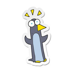 sticker of a cartoon surprised penguin