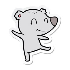sticker of a friendly bear dancing
