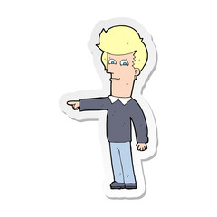 sticker of a cartoon man pointing