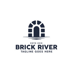 Fototapeta premium Canal/Waterway Brick Bridge Logo Design Inspiration