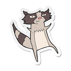 sticker of a cartoon raccoon