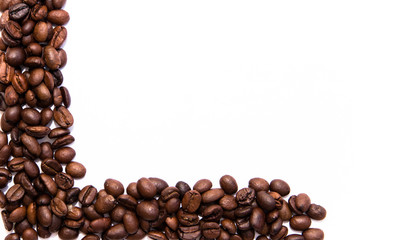 frame of coffee beans on a white background