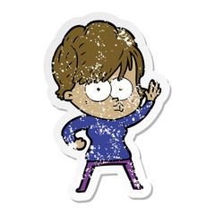 distressed sticker of a cartoon woman