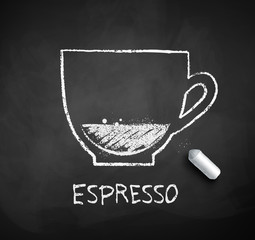 Chalk drawn sketch of Espresso coffee cup