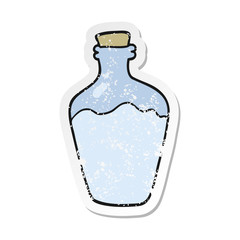 retro distressed sticker of a cartoon water bottle