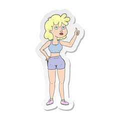 Obraz premium sticker of a cartoon gym woman