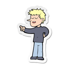sticker of a cartoon man pointing