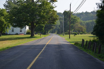 country road and farm house