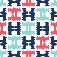 Bright seamless pattern with alternate geometric elements on white background.