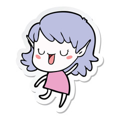 sticker of a cartoon elf girl