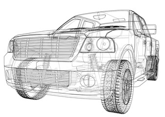 Obraz premium Vector car silhouettes. Rendering of 3d
