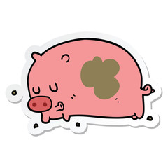 sticker of a cute cartoon pig