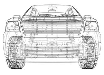 Vector car silhouettes. Rendering of 3d © cherezoff