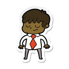 sticker of a cartoon happy boy