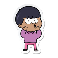 Fototapeta premium sticker of a cartoon curious boy