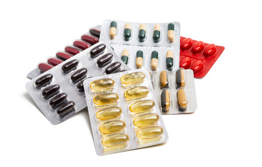medical capsules in pack isolated