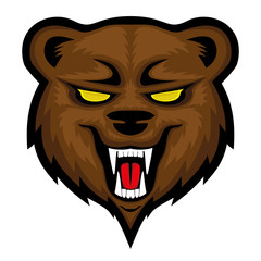 Angry bear sign on a white background.