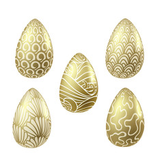 Vector set of gold easter realistic eggs 