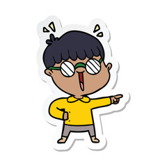 sticker of a cartoon boy wearing spectacles