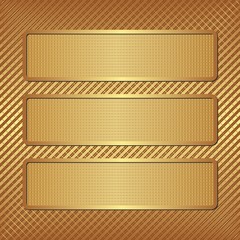three golden textured plaques on golden texture