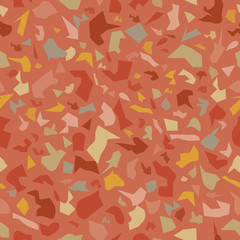 Vector of seamless pattern with Terrazzo. Red bricks colors. Texture design of mosaic floor with natural stones, granite, marble, quartz, concrete, colored glass, polished rocks and concrete.