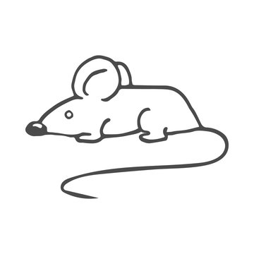 Cartoon white mouse. Vector illustration isolated on white background.