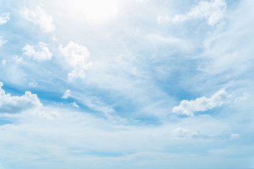 Blue sky and white clouds background.