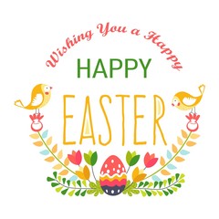 Fototapeta premium Happy Easter isolated icon religious holiday egg and birds