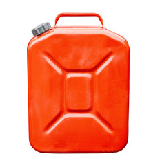 Red fuel gasoline canister isolated with clipping path