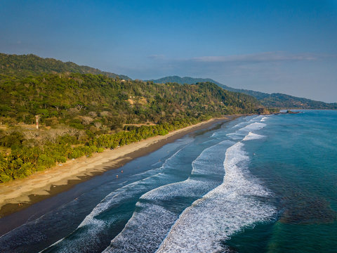 Beautiful aerial view of the Dominical Beach in Costa Rica
