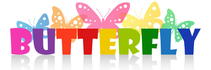 Butterfly word with butterfly icons