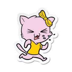 sticker of a cartoon cat