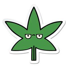 sticker of a cute cartoon marijuana leaf