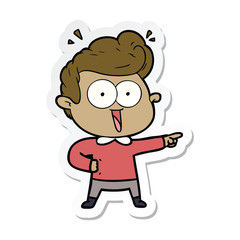 sticker of a cartoon excited man